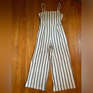Bershka Black and White Stripped Jumpsuit